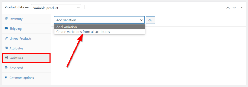 create variations from product attributes in woocommerce