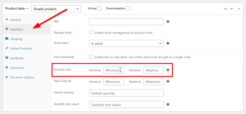 set woocommerce quantity limit per product