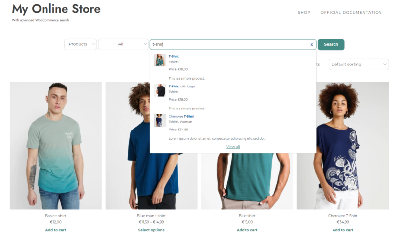 YITH WooCommerce AJAX Search preview