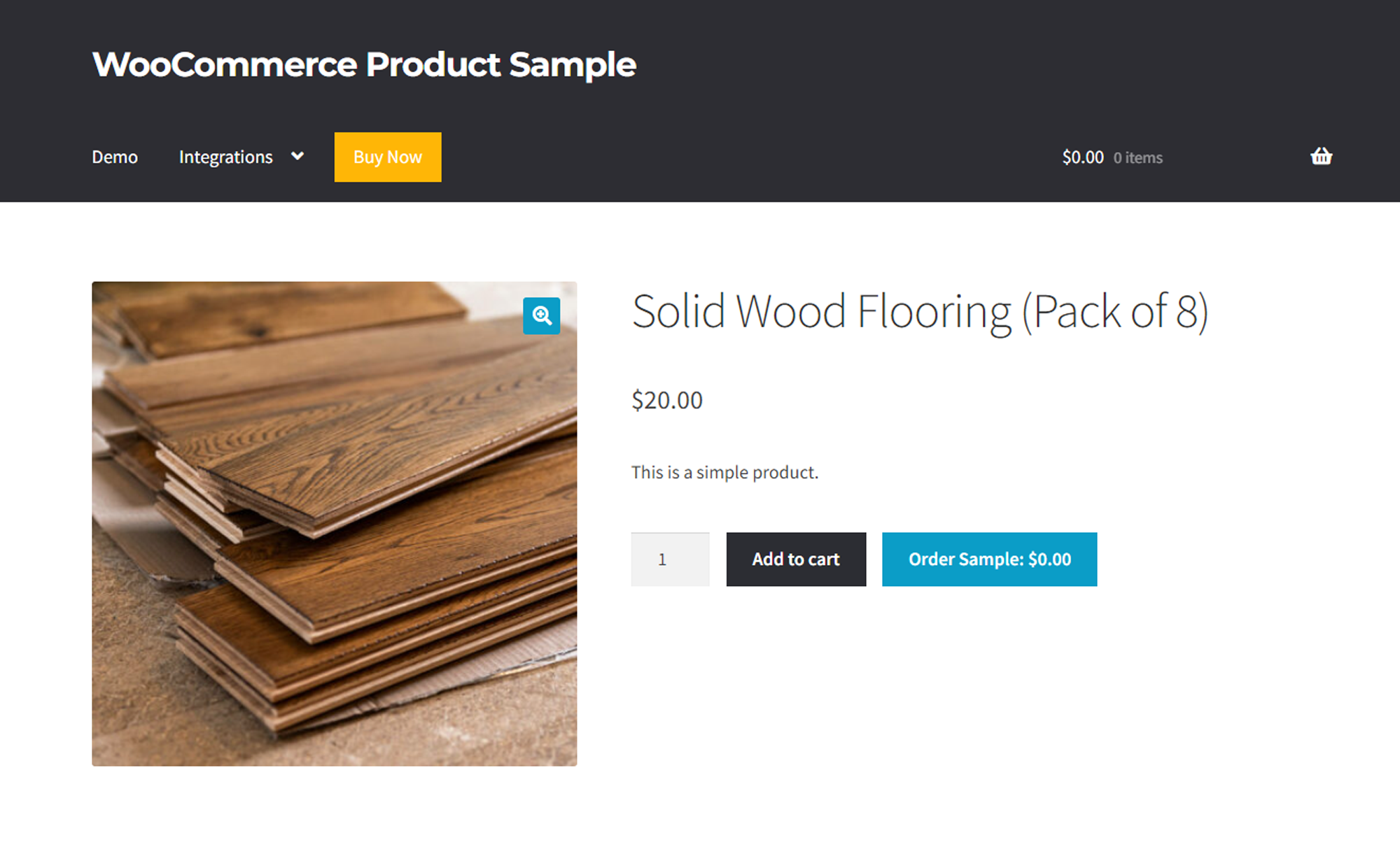 WooCommerce Product Sample page