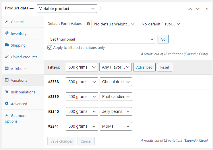 Filters field