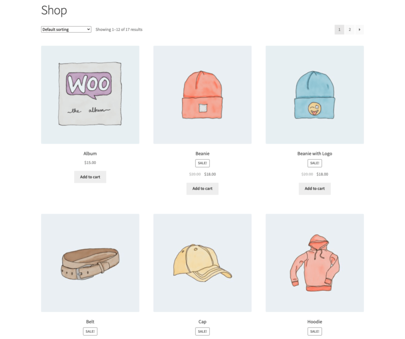 Shop page