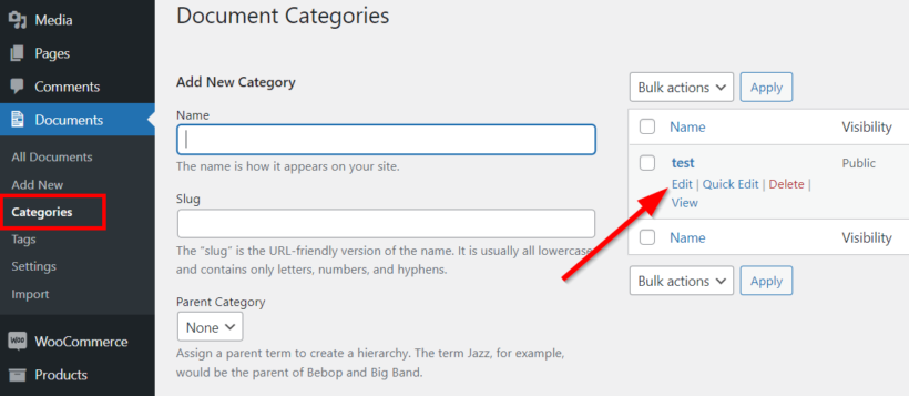 wordpress file sharing document categories