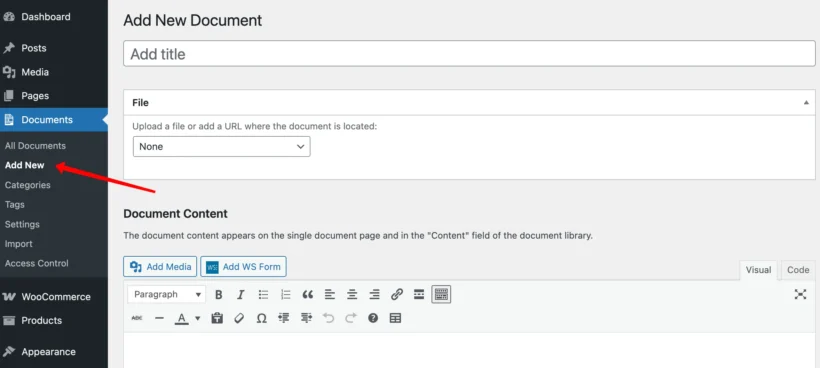 document library pro wordpress file sharing plugin add new file