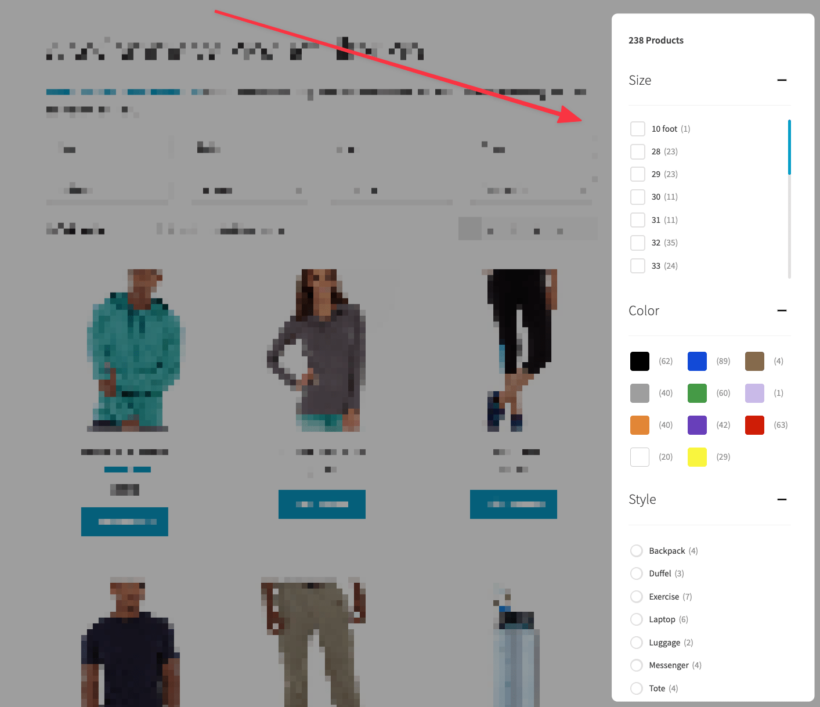 WooCommerce search filters in the sidebar