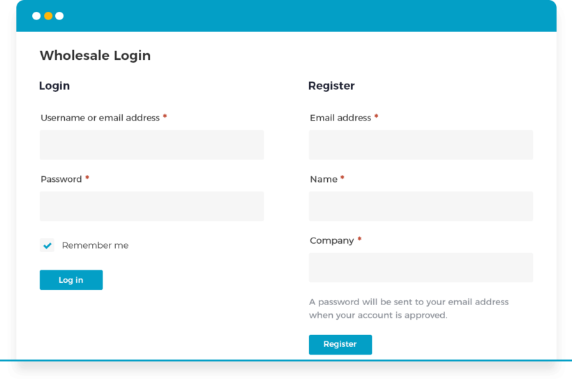 WooCommerce B2B login form