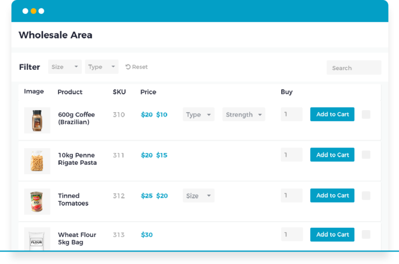 WooCommerce B2B order form