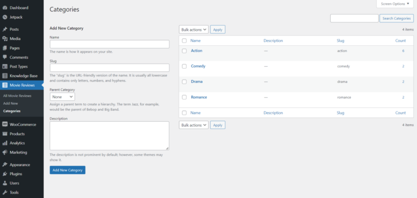 Add new post category and filter post by category in wordpress