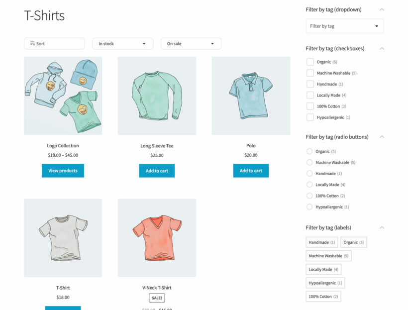 WooCommerce filter by tag plugin