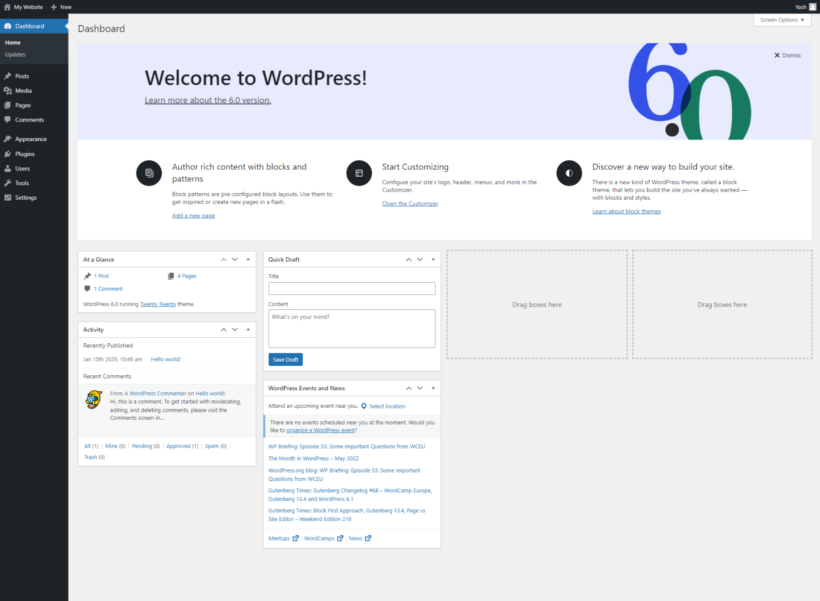 WordPress Dashboard