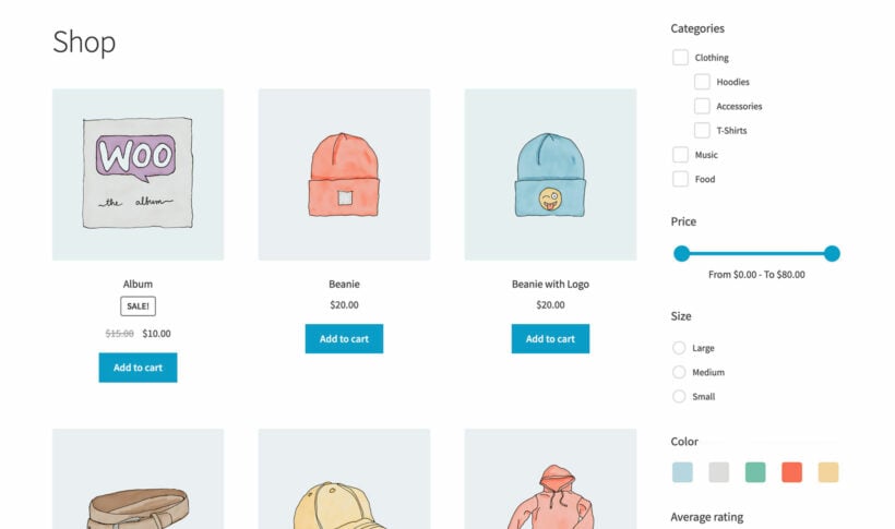 WooCommerce sidebar widget filters