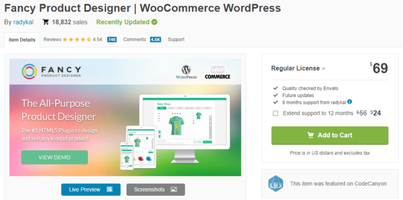 Fancy Product Designer woocommerce t-shirt