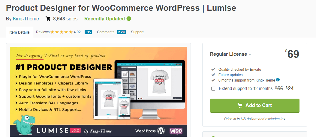 Lumise product designer for WooCommerce print on demand stores