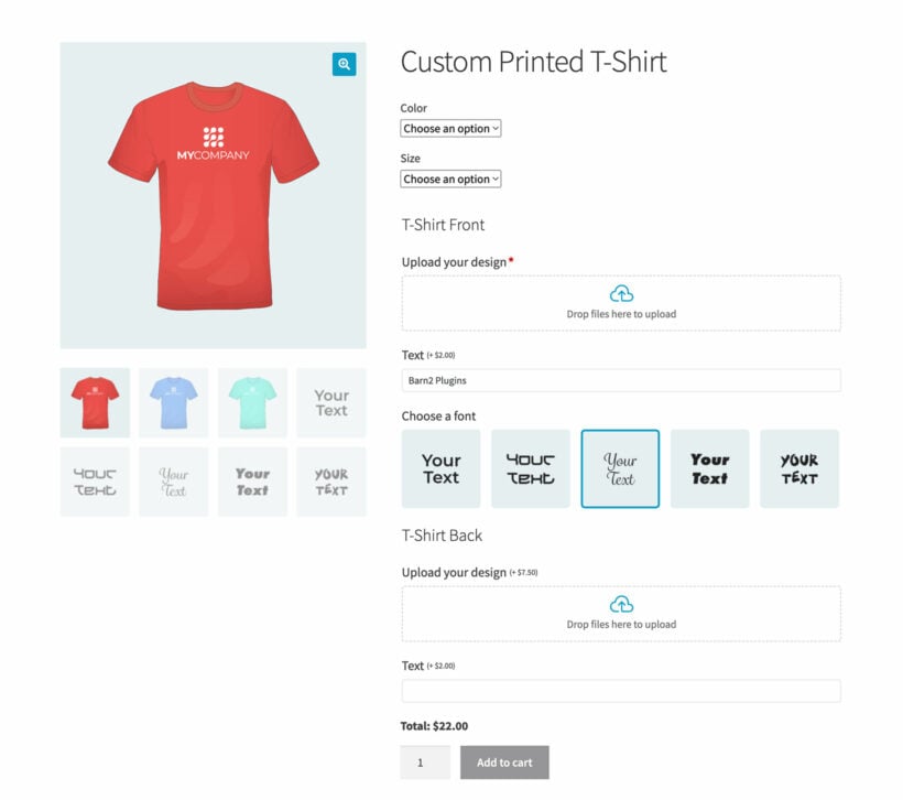 WooCommerce custom product designer t-shirt plugin