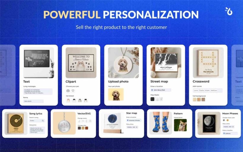 Teeinblue personalizer showing a live preview of a custom product