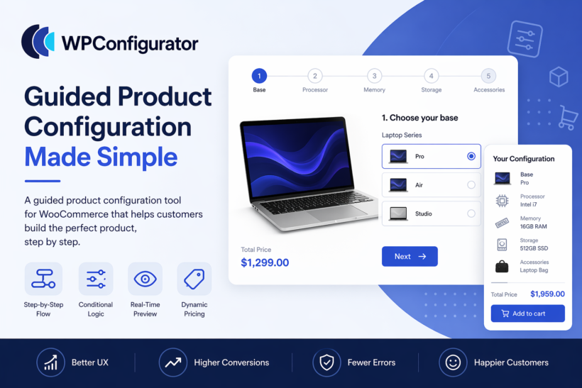 WPConfigurator guided product configuration plugin banner