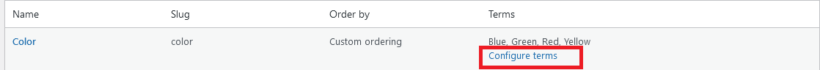 Configure terms option for the color attribute