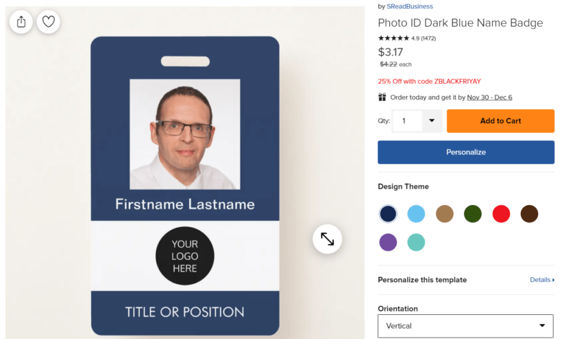 image upload on woocommerce product page employee badge