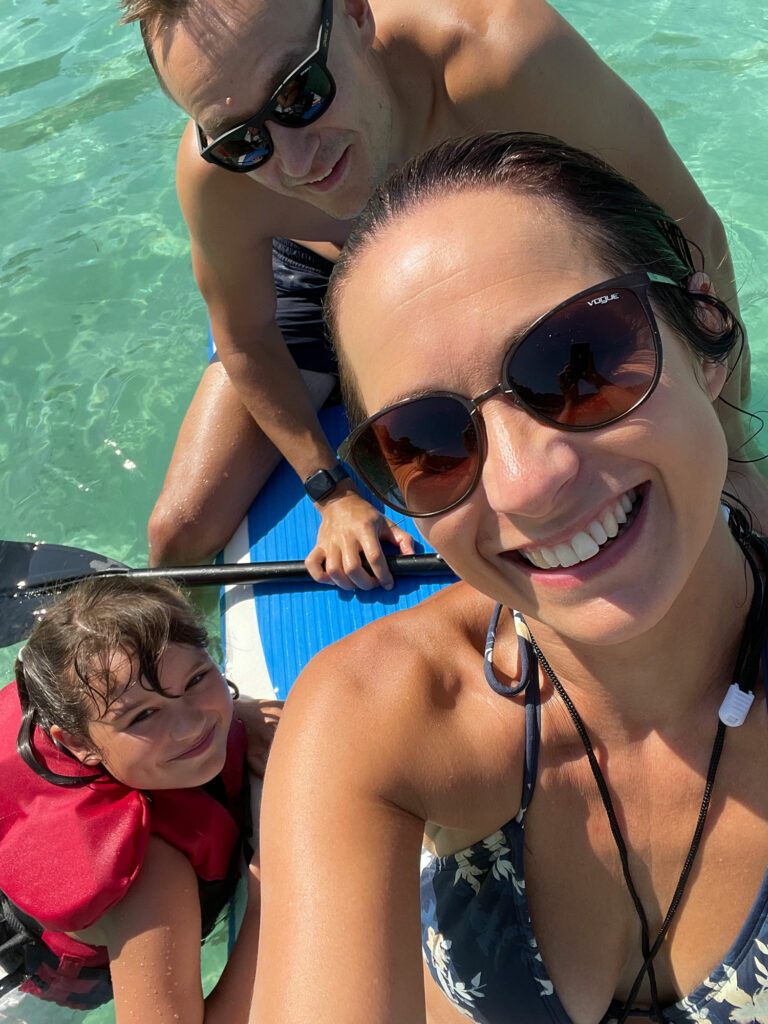 Katie Andy Sophia paddleboarding