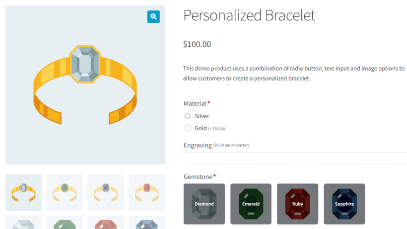 woocommerce add text field to product personalized bracelet