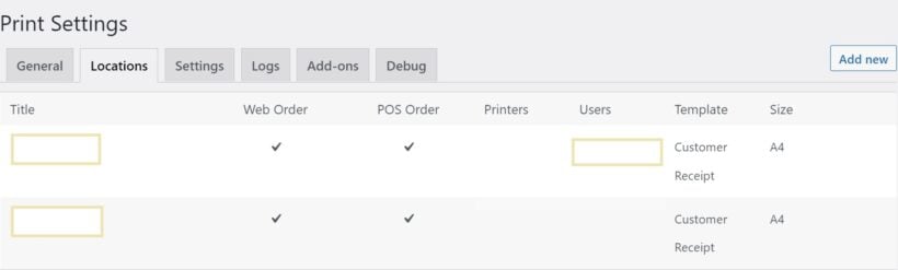 options to print woocommerce shipping labels in different locations