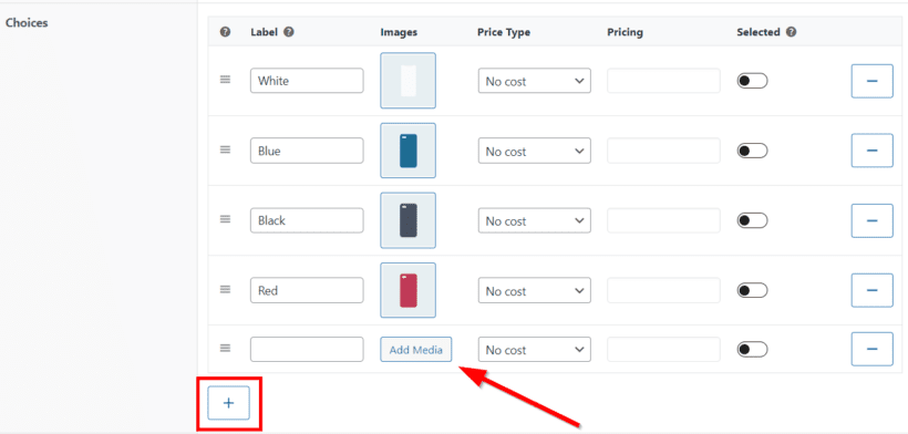 add image buttons to woocommerce product option
