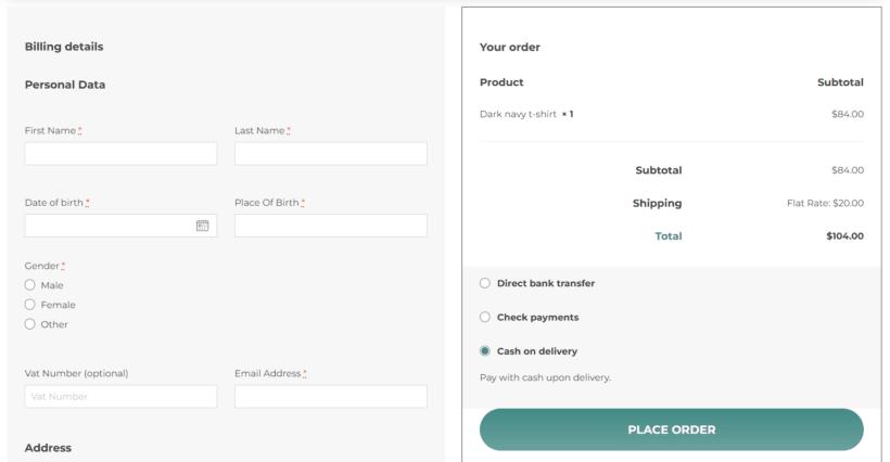 custom woocommerce checkout fields