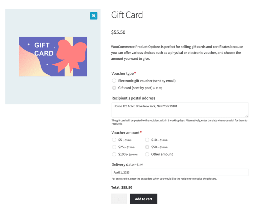 Gift card physical