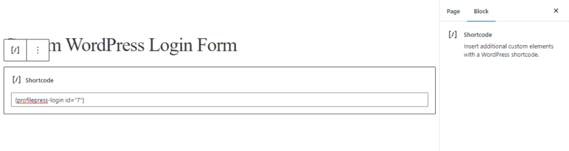 Login form shortcode