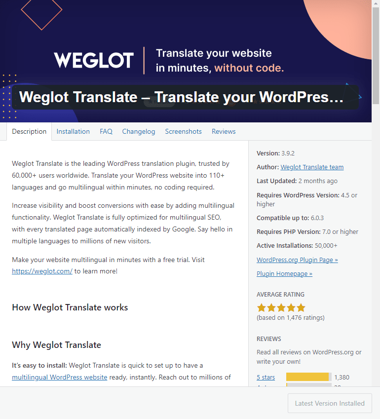 weglot installation