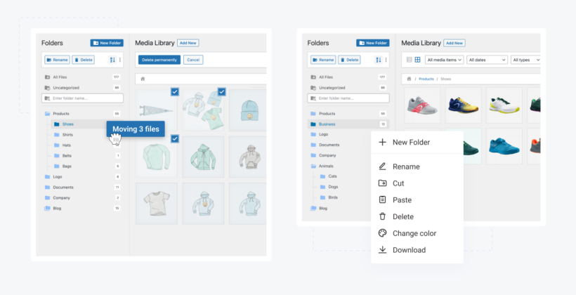 Organize WordPress media library in dashboard