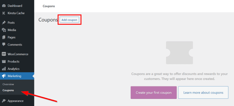 create new woocommerce coupon