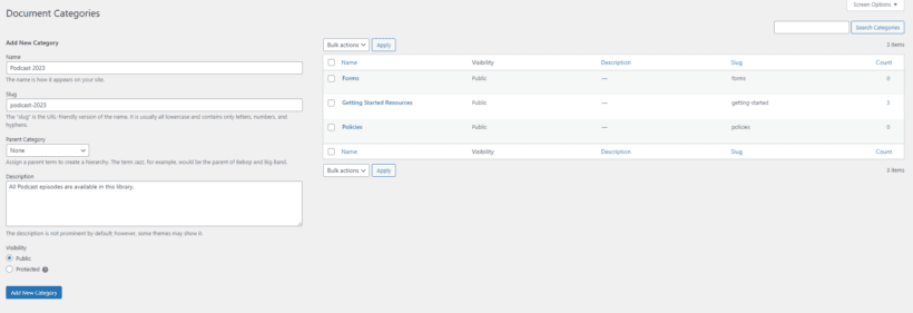 Document categories