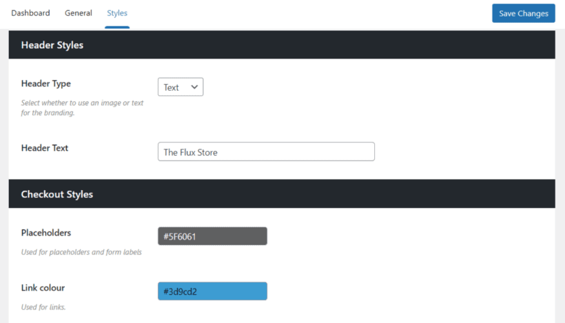 flux checkout settings