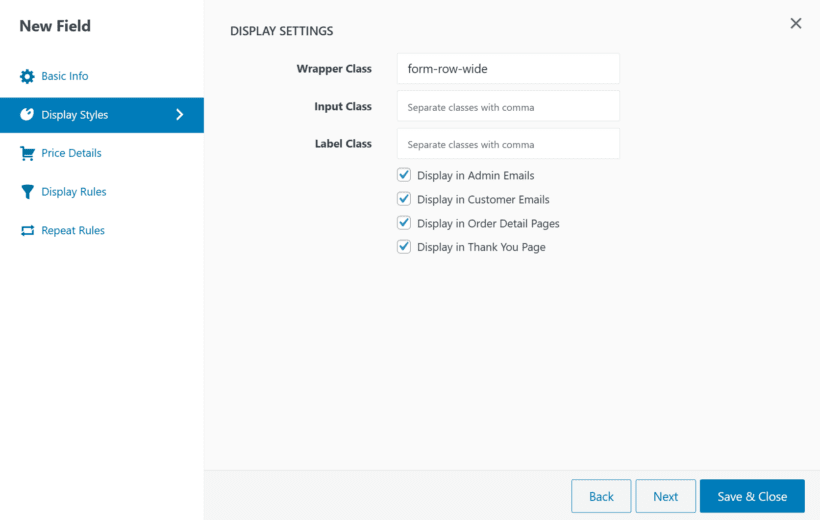 Customize the display style of additional field