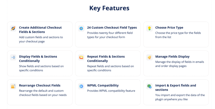 Key Features of WooCommerce Checkout Editor plugin