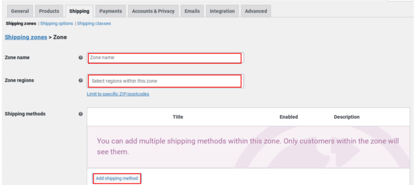 WooCommerce Shipping Zones