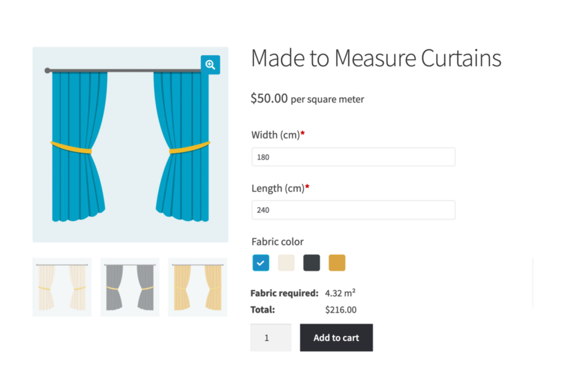 WooCommerce measurement price calculator