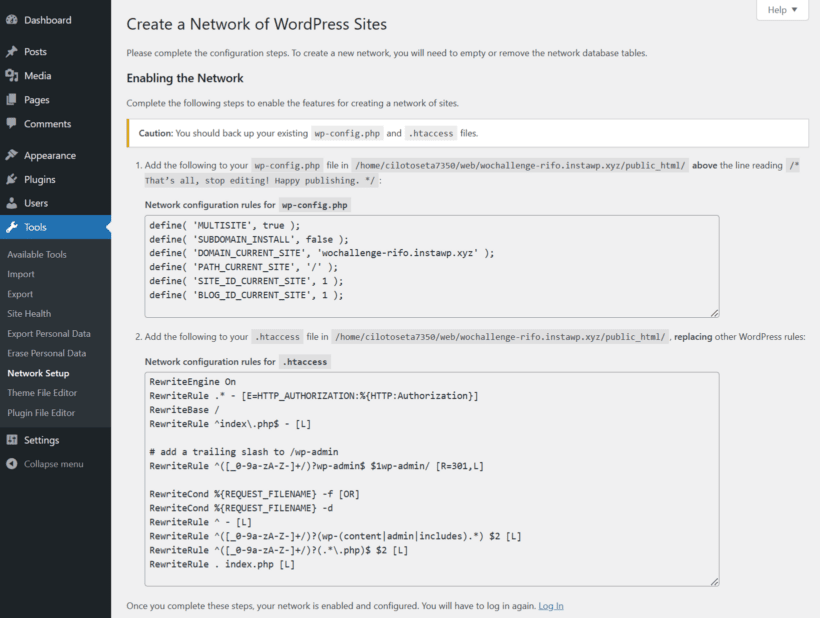 You will get two codes to copy into the htaccess and wpconfig file