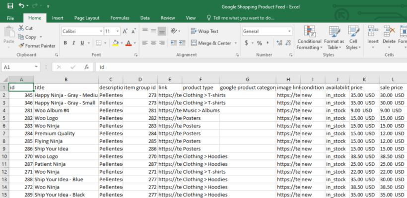 WooCommerce product feed CSV