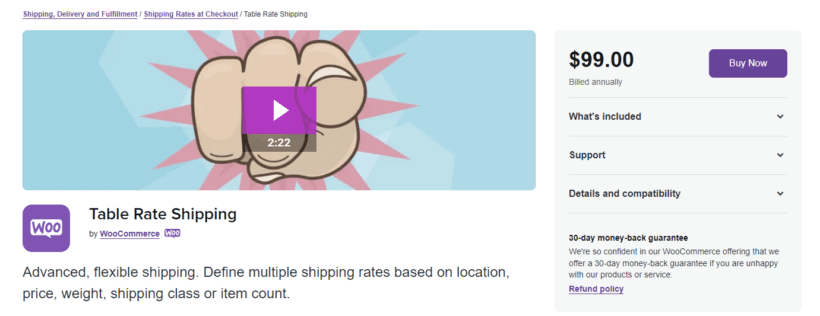 Table Rate Shipping