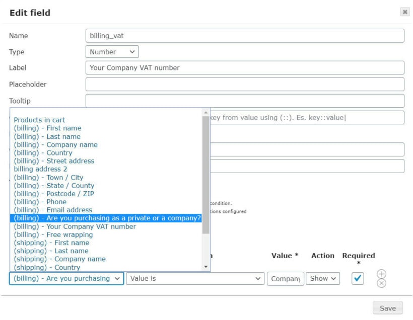 woocommerce conditional checkout fields logic configuration