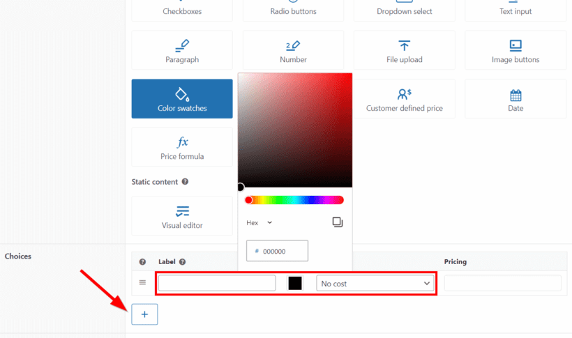 woocommerce conditional variations select color