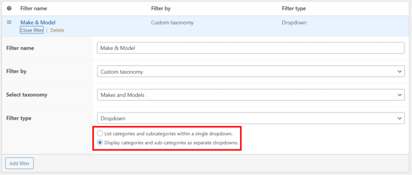 woocommerce dynamic filter categories and subcategories in simple or different dropdowns