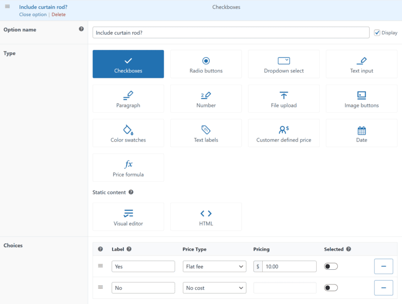 Additional fields added to cost calculator