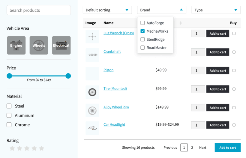 WooCommerce Product Table plugin with advanced filtering