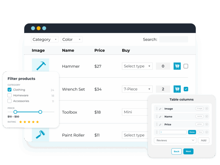 WooCommerce Product Table Top Image