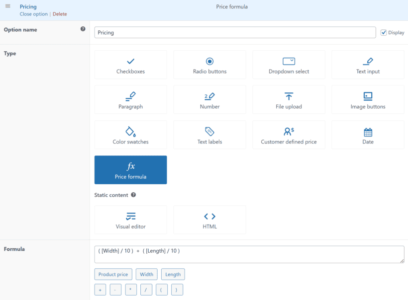 mathematical formula for the WordPress cost calculator