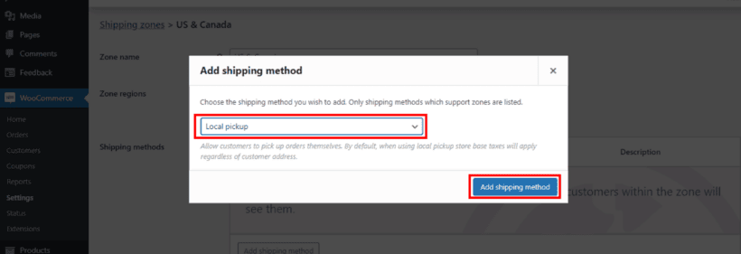 WooCommerce local pickup 2
