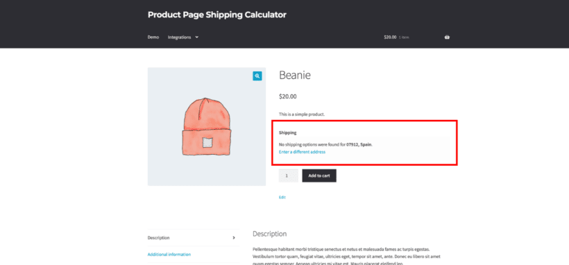 WooCommerce zip code checker_No shipping available